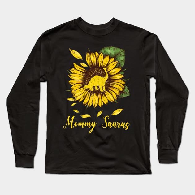 Sunflower Mommy Saurus Long Sleeve T-Shirt by gotravele store